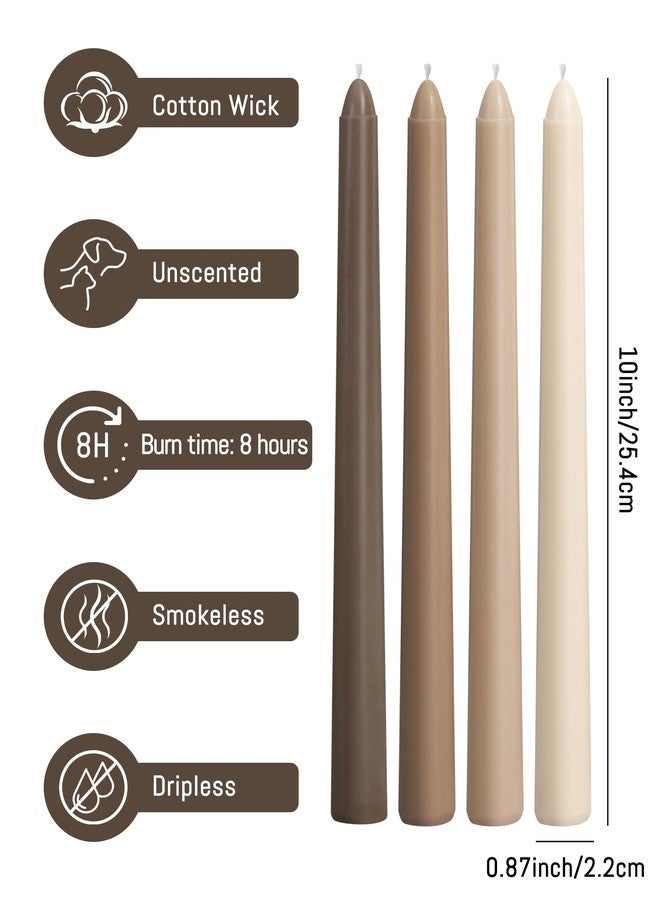 Viyffo Brown Taper Candles 10 Inch, 20 Pac Unscented, Dripless, Smokeless, 8 Hours Long Burning, Hand Poured Tall Tapered Candlesticks Wedding Advent Home Decor Dinner - Image 3